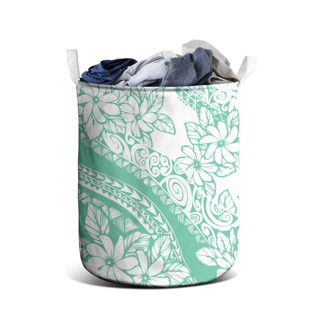 Polynesian Tiare Flower Cyan Pastel Vibes Laundry Basket LT14 - Polynesian Pride