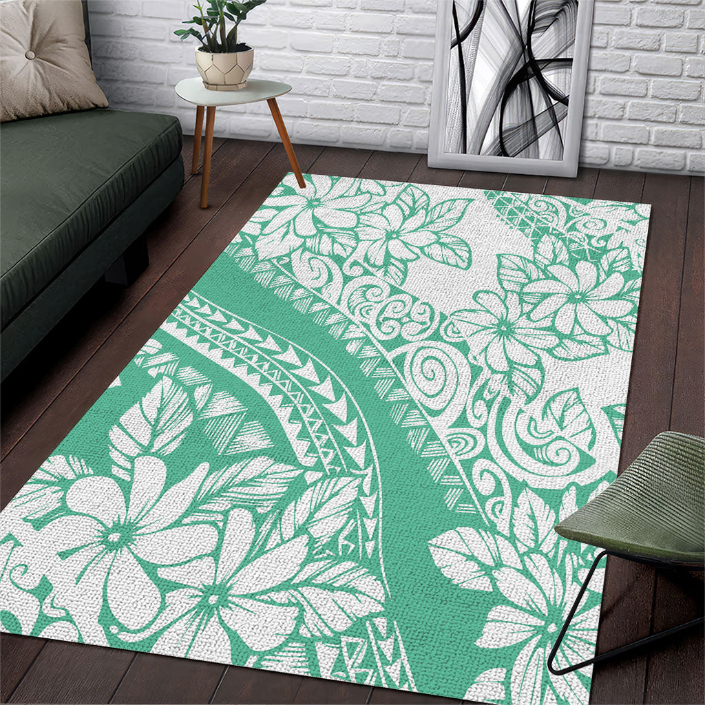 Polynesian Tiare Flower Cyan Pastel Vibes Area Rug LT14 Cyan - Polynesian Pride