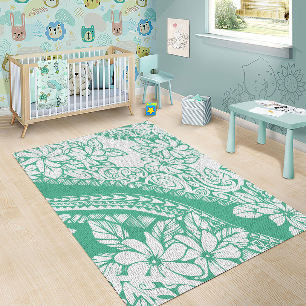 Polynesian Tiare Flower Cyan Pastel Vibes Area Rug LT14 - Polynesian Pride