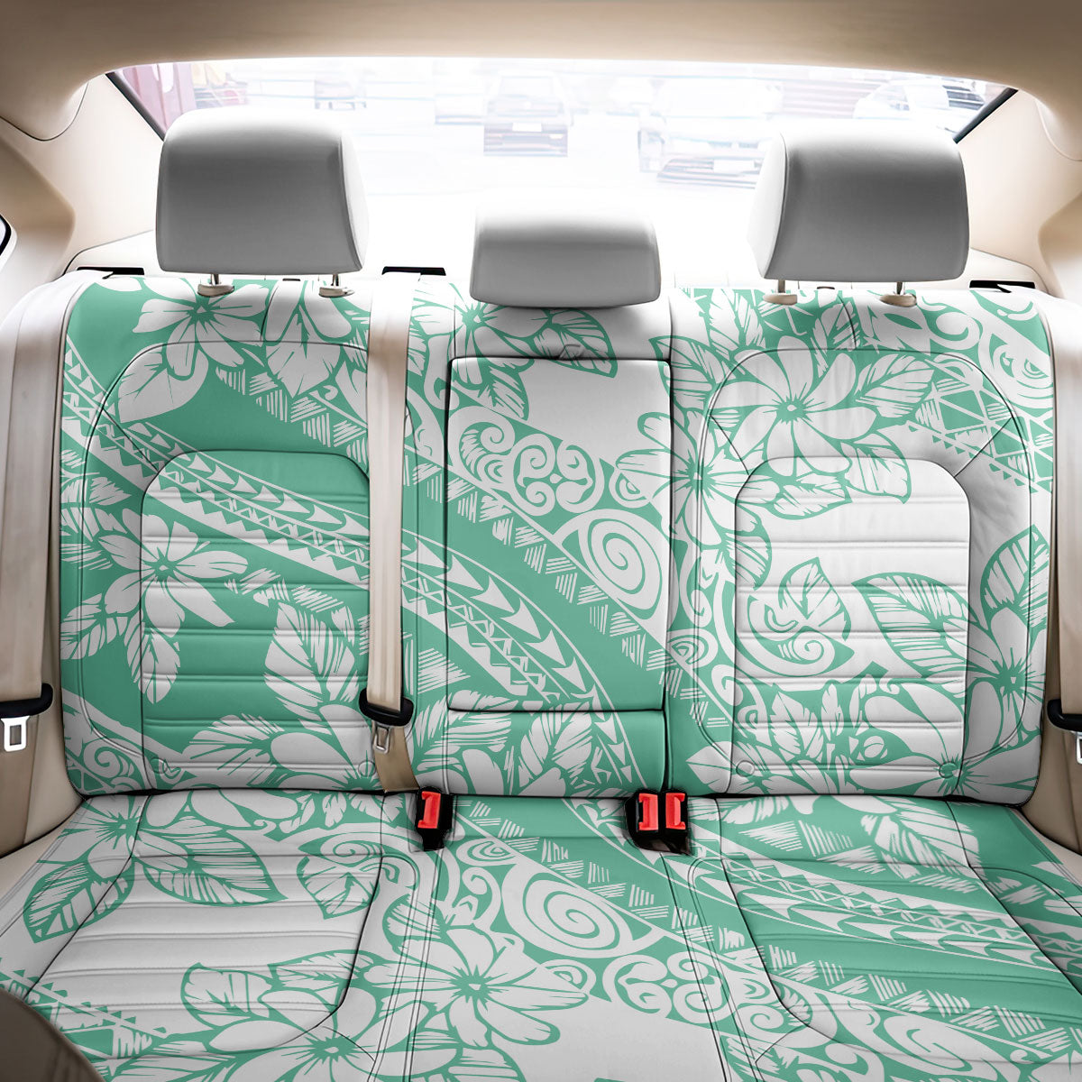 Polynesian Tiare Flower Cyan Pastel Vibes Back Car Seat Cover