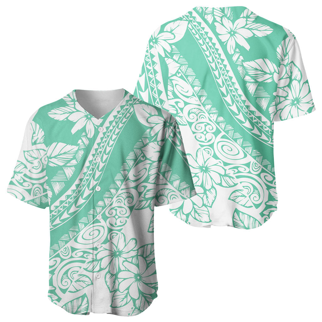 Polynesian Tiare Flower Cyan Pastel Vibes Baseball Jersey