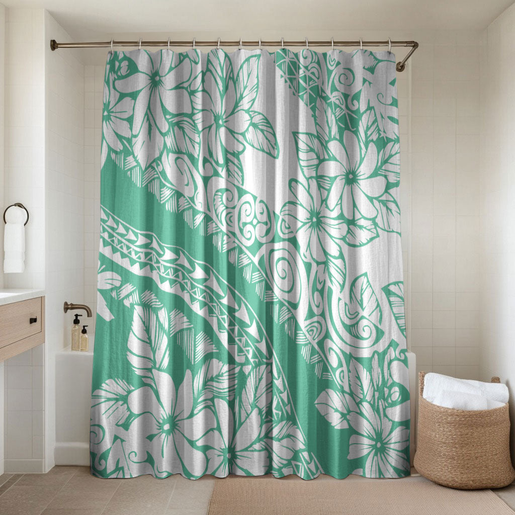 Polynesian Tiare Flower Cyan Pastel Vibes Bathroom Set
