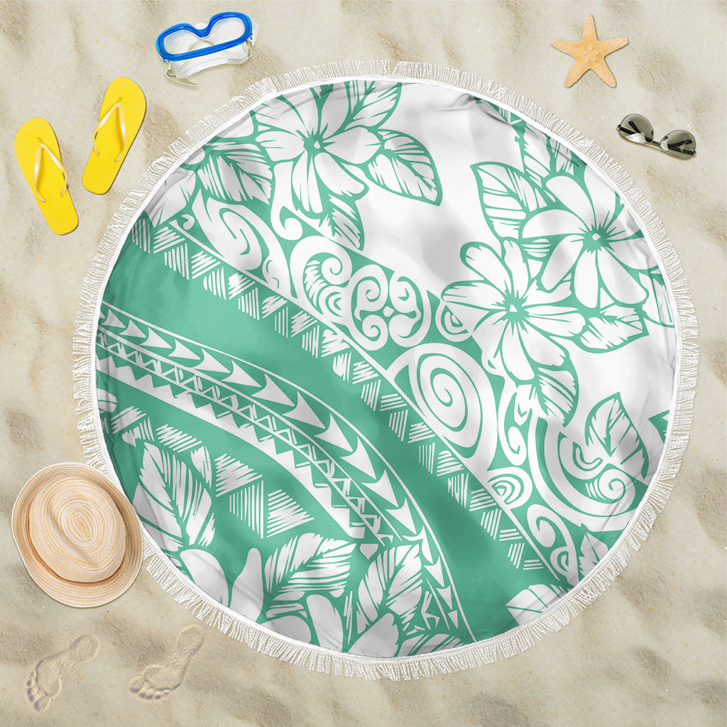 Polynesian Tiare Flower Cyan Pastel Vibes Beach Blanket