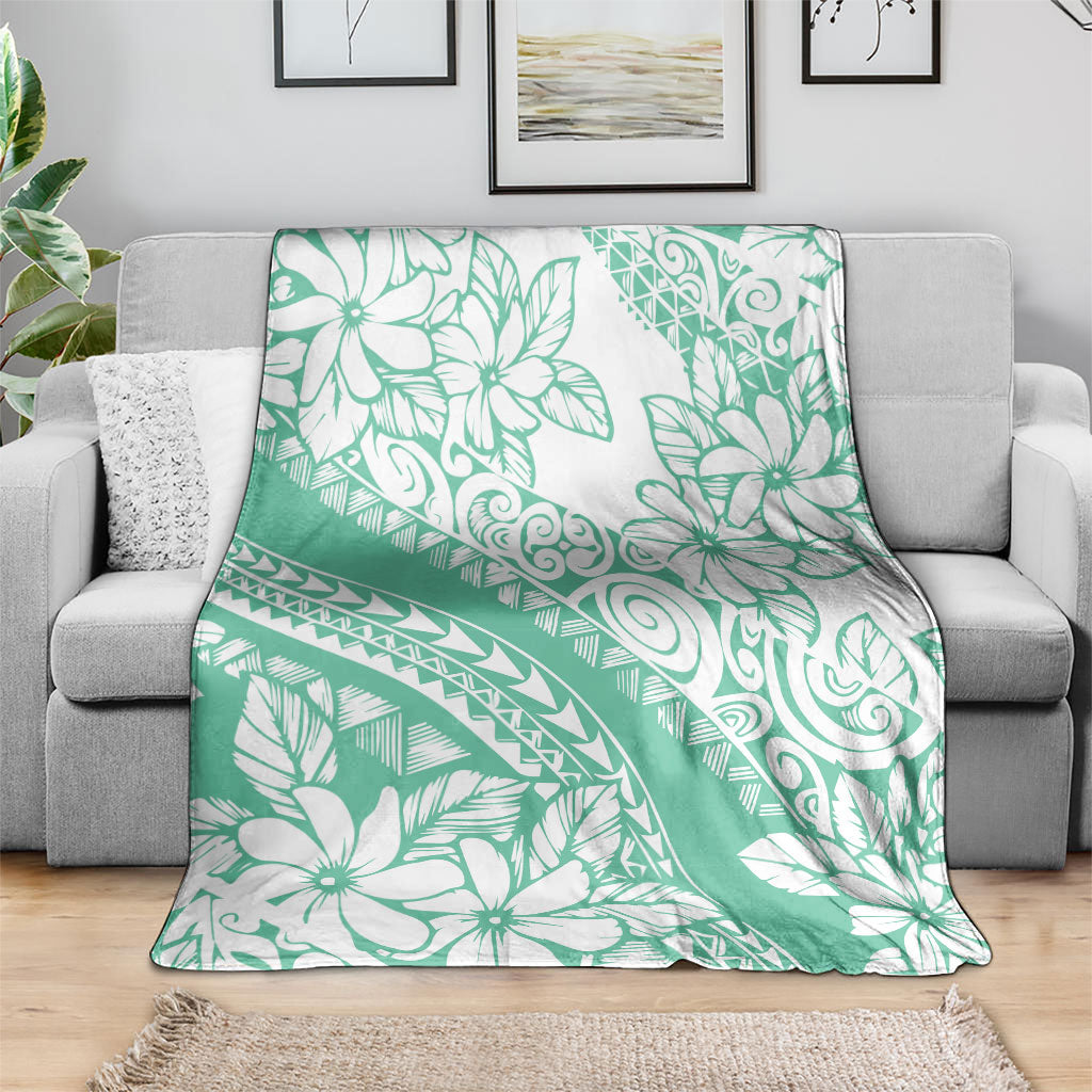 Polynesian Tiare Flower Cyan Pastel Vibes Blanket
