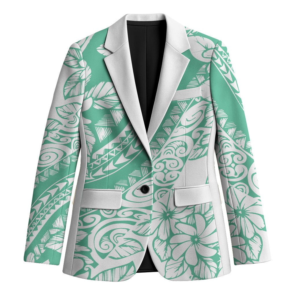 Polynesian Tiare Flower Cyan Pastel Vibes Blazer LT14 Unisex Cyan - Polynesian Pride
