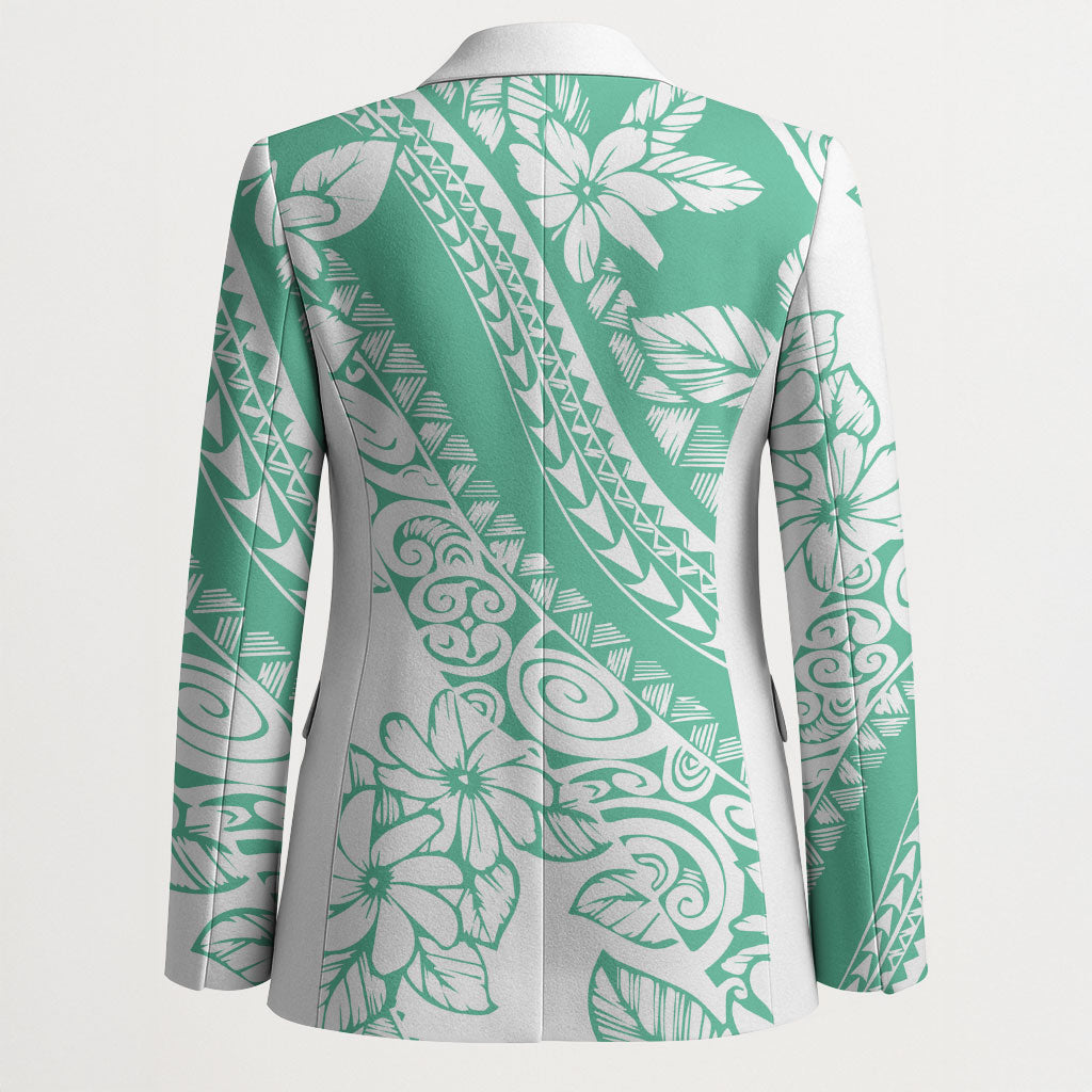 Polynesian Tiare Flower Cyan Pastel Vibes Blazer LT14 - Polynesian Pride