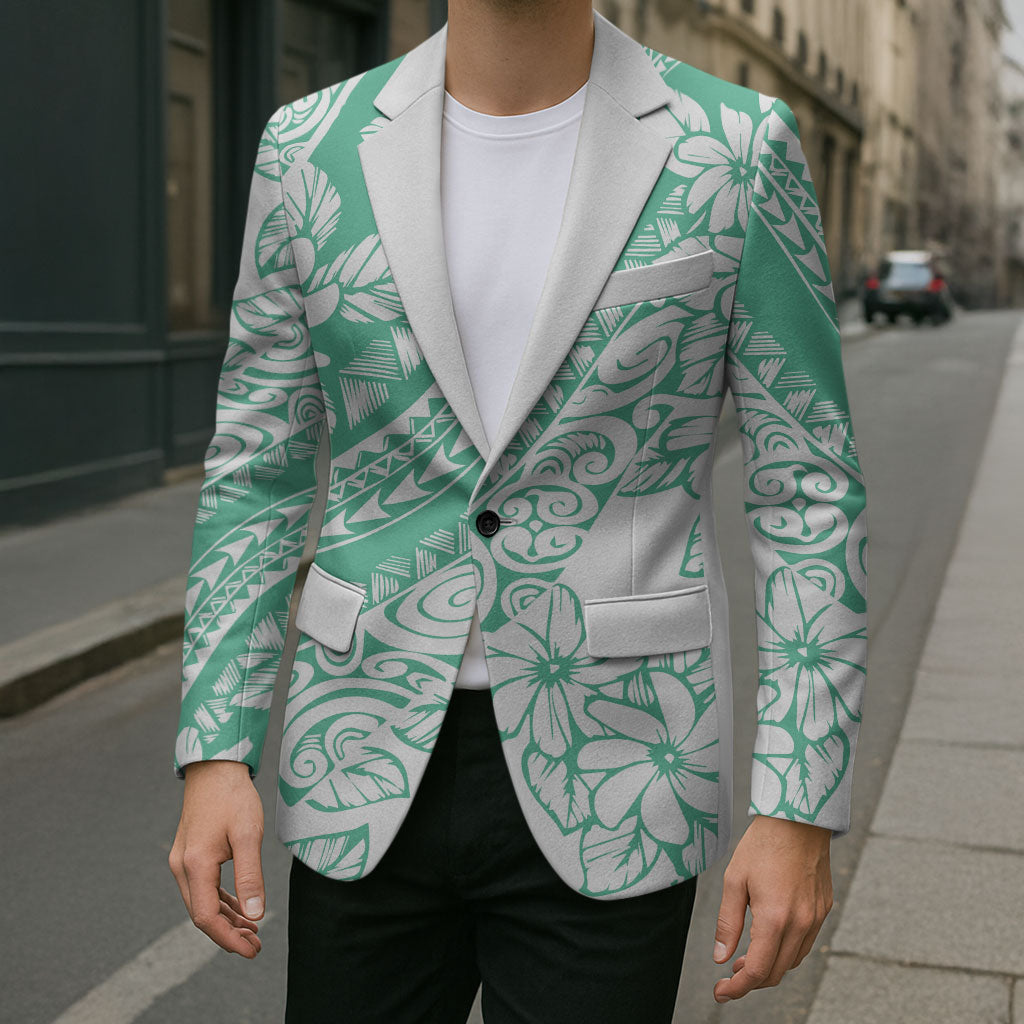 Polynesian Tiare Flower Cyan Pastel Vibes Blazer LT14 - Polynesian Pride