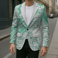 Polynesian Tiare Flower Cyan Pastel Vibes Blazer LT14 - Polynesian Pride