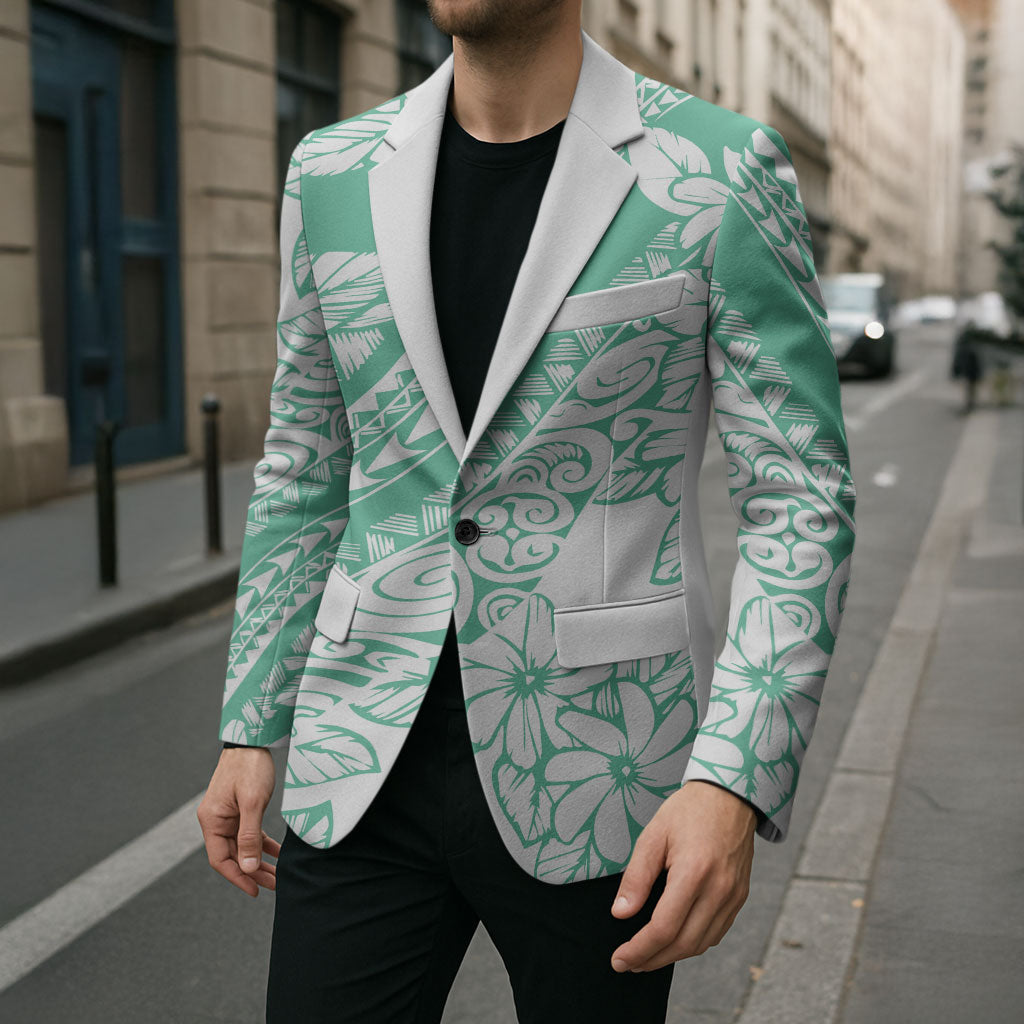 Polynesian Tiare Flower Cyan Pastel Vibes Blazer LT14 - Polynesian Pride