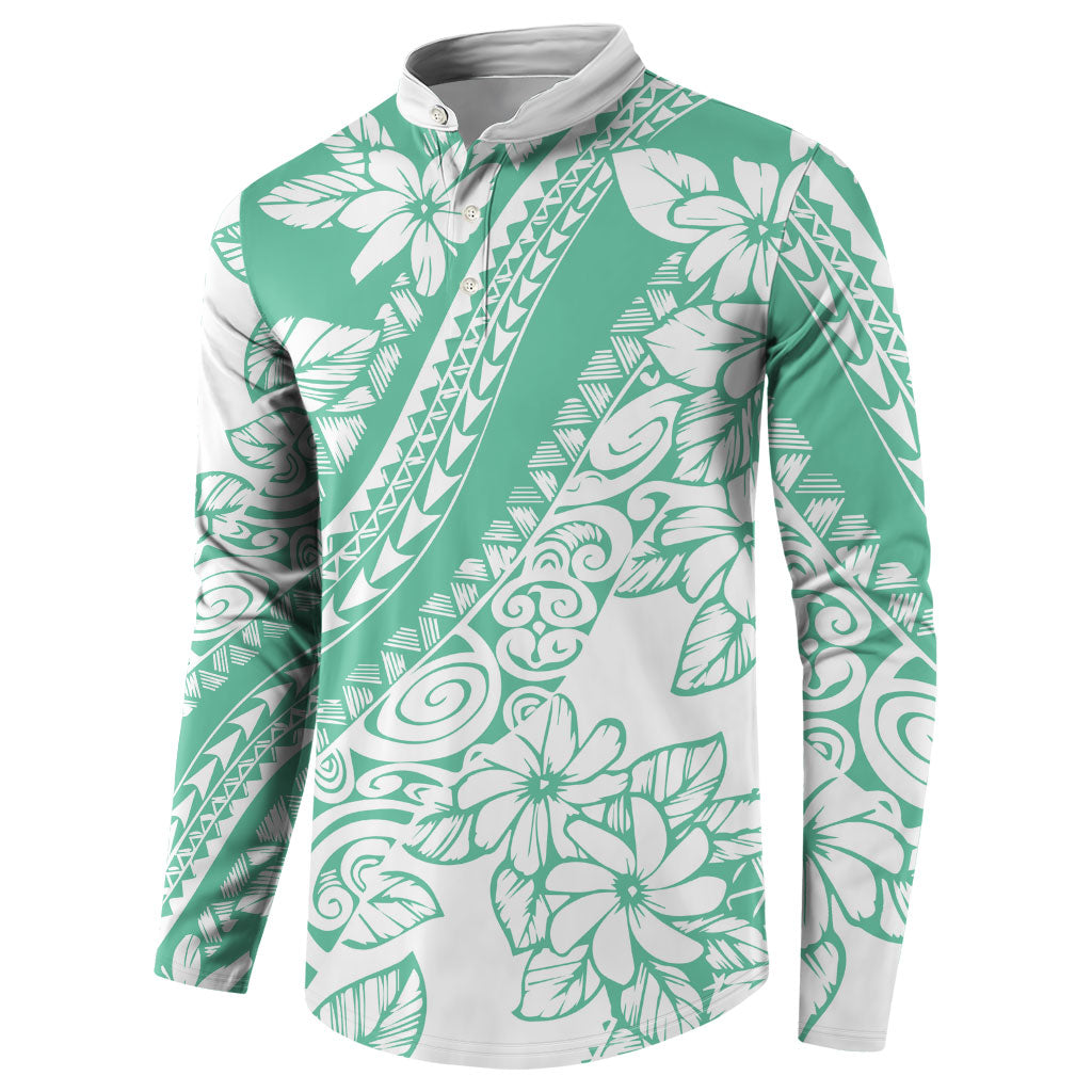 Polynesian Tiare Flower Cyan Pastel Vibes Button Sweatshirt LT14 - Polynesian Pride