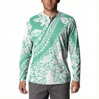 Polynesian Tiare Flower Cyan Pastel Vibes Button Sweatshirt LT14 - Polynesian Pride