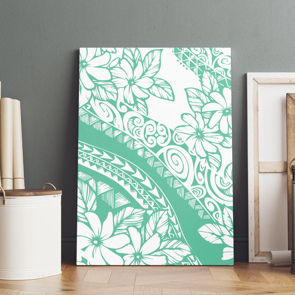 Polynesian Tiare Flower Cyan Pastel Vibes Canvas Wall Art LT14 - Polynesian Pride