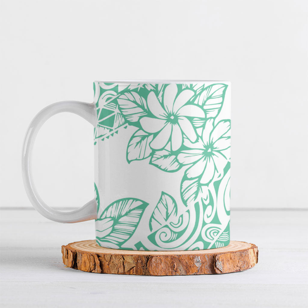 Polynesian Tiare Flower Cyan Pastel Vibes Ceramic Mug LT14 Cyan - Polynesian Pride