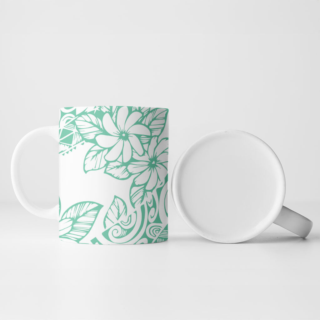 Polynesian Tiare Flower Cyan Pastel Vibes Ceramic Mug LT14 - Polynesian Pride