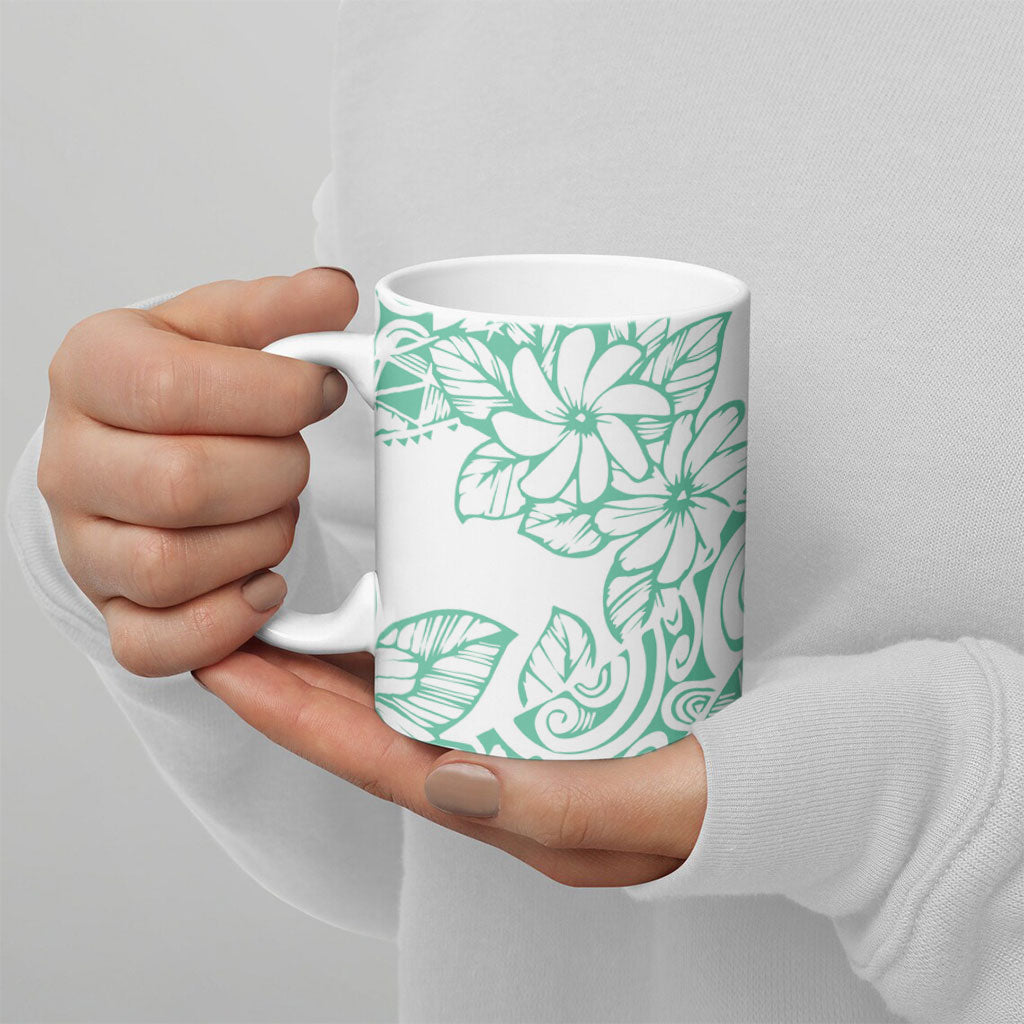 Polynesian Tiare Flower Cyan Pastel Vibes Ceramic Mug LT14 - Polynesian Pride