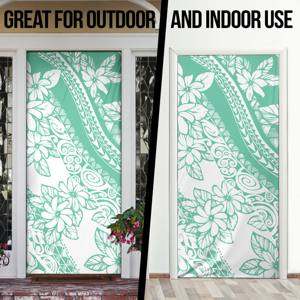 Polynesian Tiare Flower Cyan Pastel Vibes Door Cover