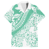 Polynesian Tiare Flower Cyan Pastel Vibes Family Matching Long Sleeve Bodycon Dress and Hawaiian Shirt LT14 Dad's Shirt - Short Sleeve Cyan - Polynesian Pride