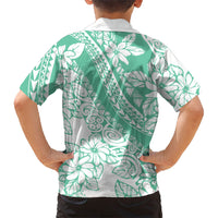 Polynesian Tiare Flower Cyan Pastel Vibes Family Matching Off Shoulder Short Dress and Hawaiian Shirt LT14 - Polynesian Pride