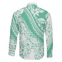 Polynesian Tiare Flower Cyan Pastel Vibes Family Matching Off Shoulder Short Dress and Hawaiian Shirt LT14 - Polynesian Pride