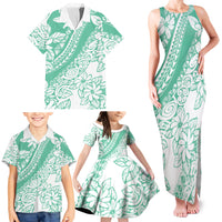 Polynesian Tiare Flower Cyan Pastel Vibes Family Matching Tank Maxi Dress and Hawaiian Shirt LT14 - Polynesian Pride