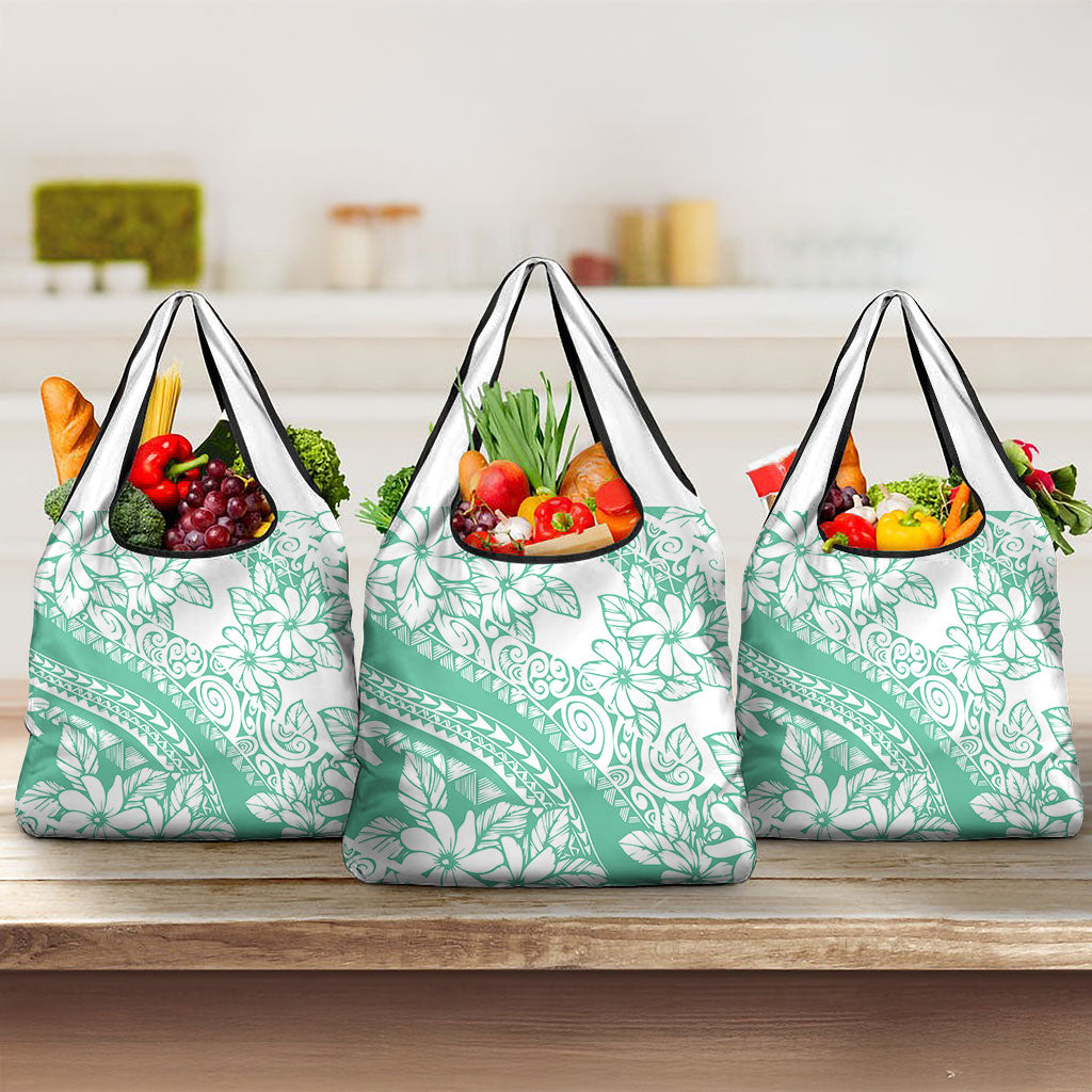 Polynesian Tiare Flower Cyan Pastel Vibes Grocery Bag