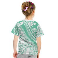 Polynesian Tiare Flower Cyan Pastel Vibes Kid T Shirt