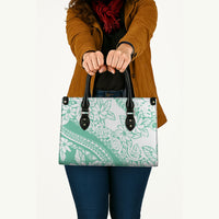 Polynesian Tiare Flower Cyan Pastel Vibes Leather Bag