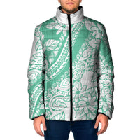 Polynesian Tiare Flower Cyan Pastel Vibes Padded Jacket LT14 Men Cyan - Polynesian Pride