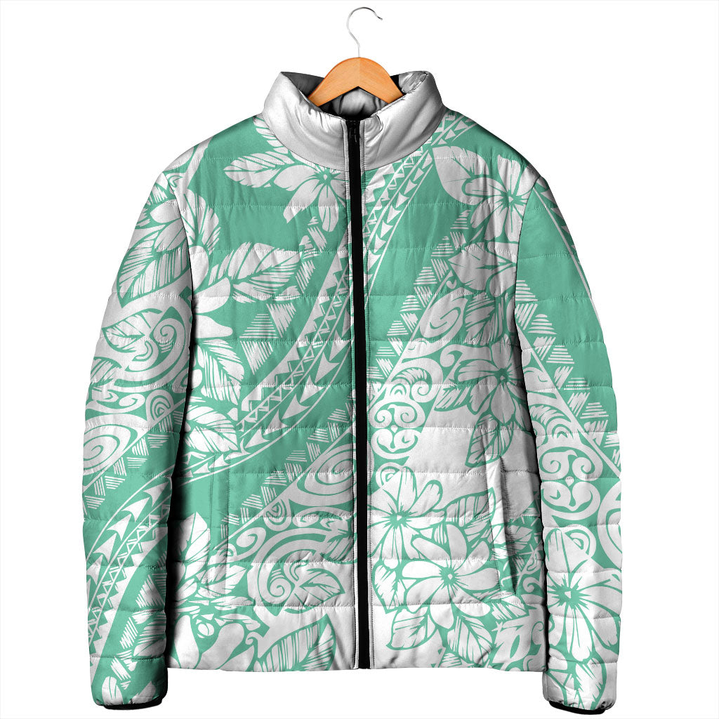 Polynesian Tiare Flower Cyan Pastel Vibes Padded Jacket LT14 - Polynesian Pride