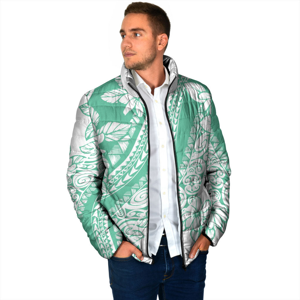 Polynesian Tiare Flower Cyan Pastel Vibes Padded Jacket LT14 - Polynesian Pride