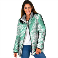 Polynesian Tiare Flower Cyan Pastel Vibes Padded Jacket LT14 Women Cyan - Polynesian Pride