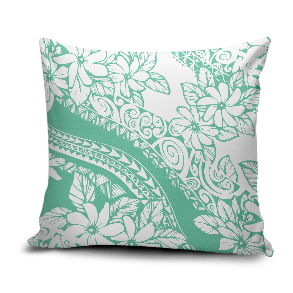 Polynesian Tiare Flower Cyan Pastel Vibes Pillow Cover