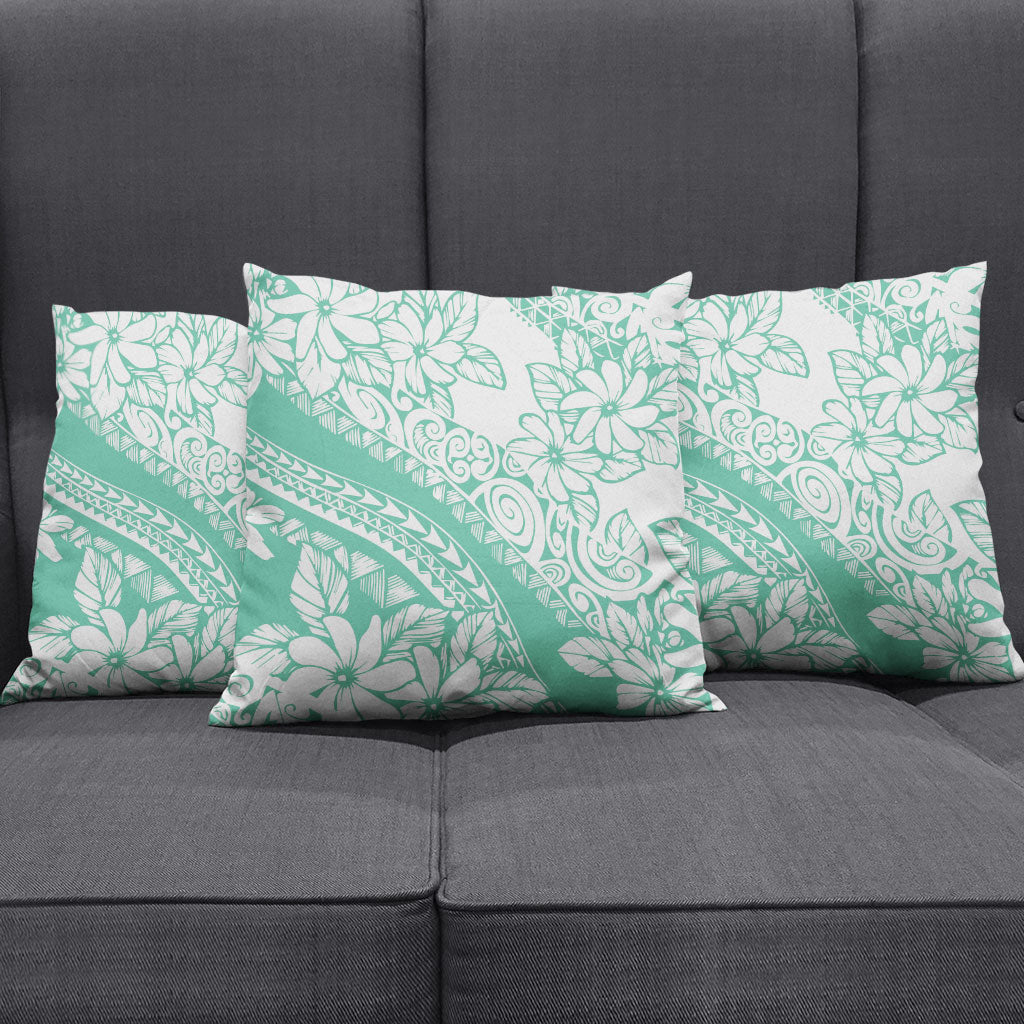 Polynesian Tiare Flower Cyan Pastel Vibes Pillow Cover