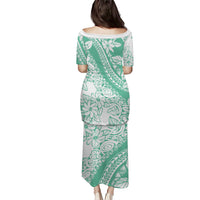 Polynesian Tiare Flower Cyan Pastel Vibes Puletasi LT14 - Polynesian Pride