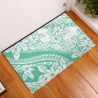 Polynesian Tiare Flower Cyan Pastel Vibes Rubber Doormat LT14 - Polynesian Pride