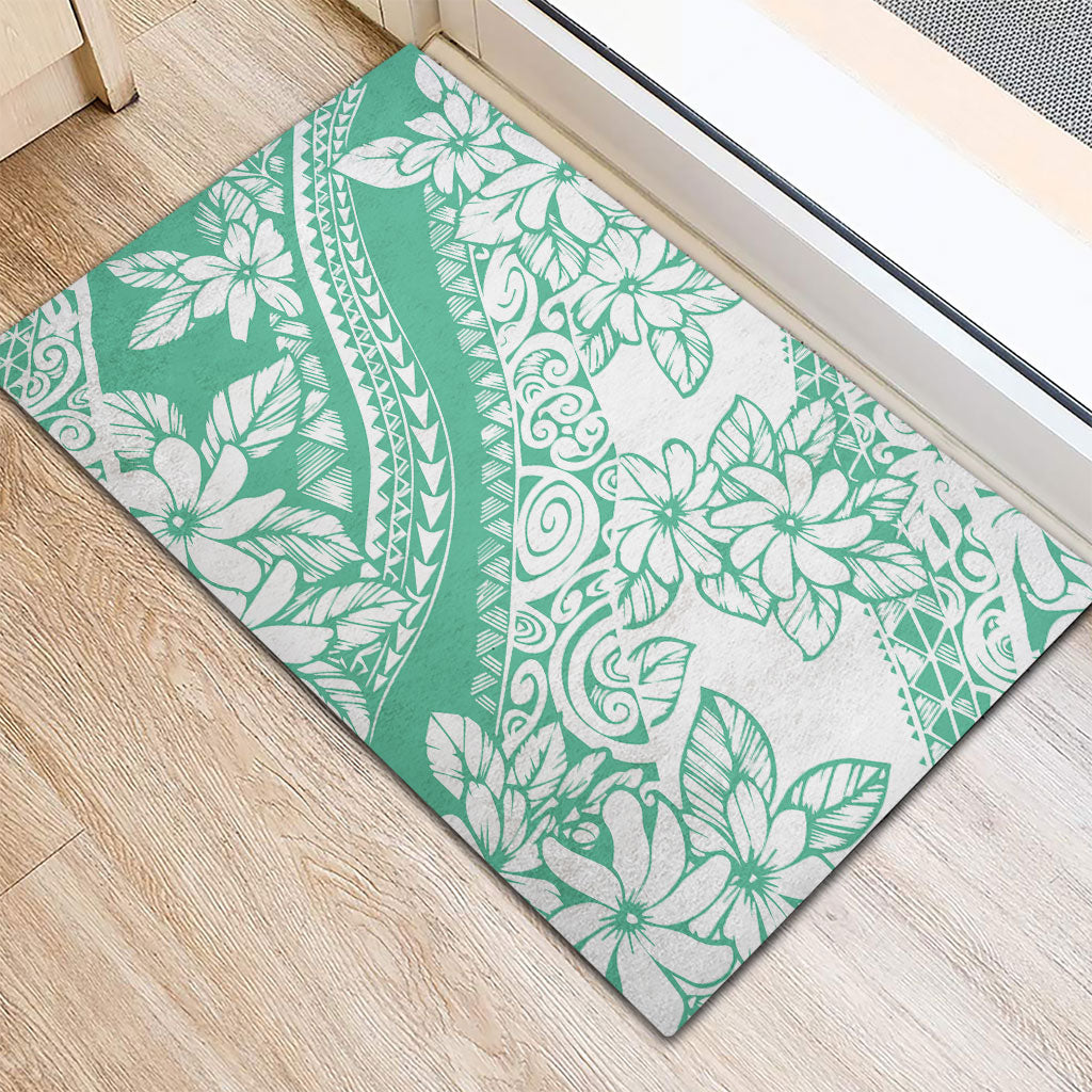 Polynesian Tiare Flower Cyan Pastel Vibes Rubber Doormat LT14 - Polynesian Pride