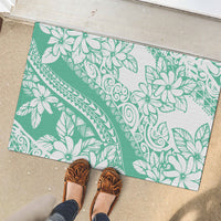 Polynesian Tiare Flower Cyan Pastel Vibes Rubber Doormat LT14 - Polynesian Pride