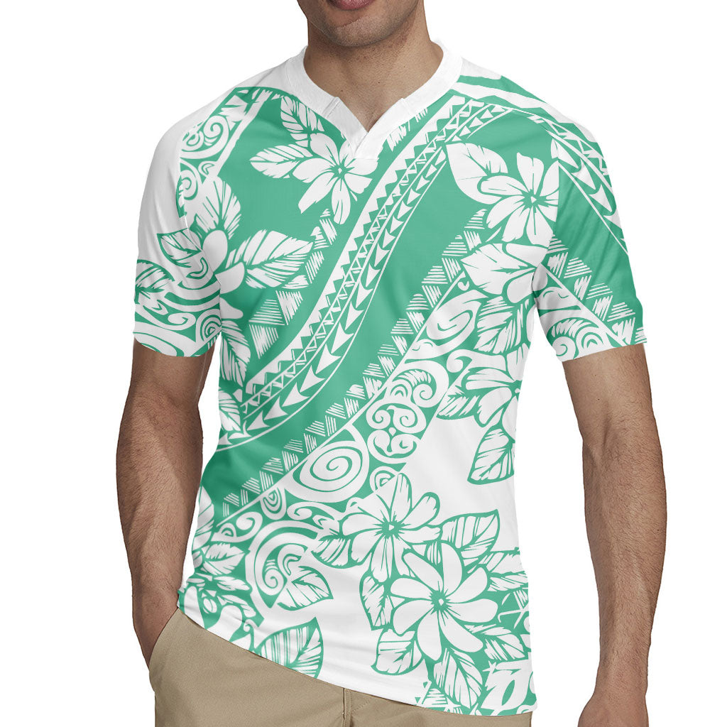 Polynesian Tiare Flower Cyan Pastel Vibes Rugby Jersey LT14 - Polynesian Pride