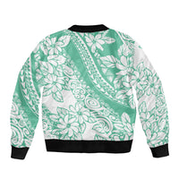 Polynesian Tiare Flower Cyan Pastel Vibes Sleeve Zip Bomber Jacket LT14 - Polynesian Pride