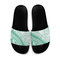 Polynesian Tiare Flower Cyan Pastel Vibes Slide Sandals LT14 Cyan - Polynesian Pride