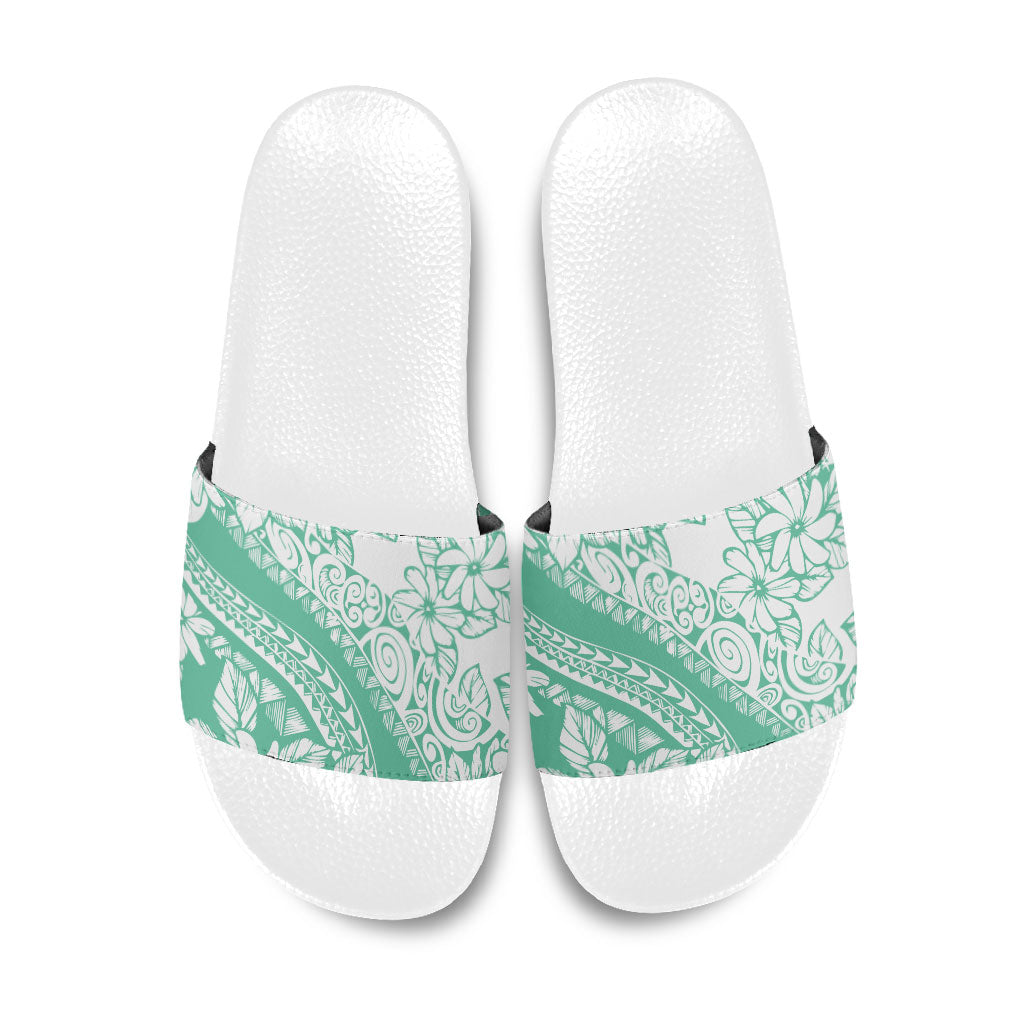 Polynesian Tiare Flower Cyan Pastel Vibes Slide Sandals LT14 Cyan - Polynesian Pride