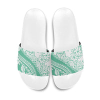 Polynesian Tiare Flower Cyan Pastel Vibes Slide Sandals LT14 Cyan - Polynesian Pride