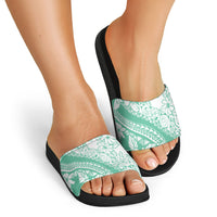 Polynesian Tiare Flower Cyan Pastel Vibes Slide Sandals LT14 - Polynesian Pride