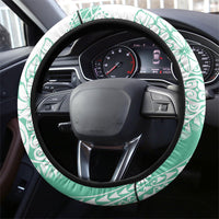 Polynesian Tiare Flower Cyan Pastel Vibes Steering Wheel Cover