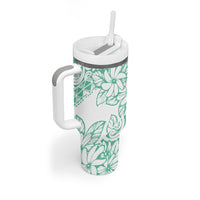 Polynesian Tiare Flower Cyan Pastel Vibes Tumbler With Handle