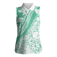 Polynesian Tiare Flower Cyan Pastel Vibes Women Sleeveless Polo Shirt LT14 Female Cyan - Polynesian Pride