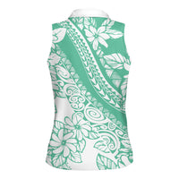 Polynesian Tiare Flower Cyan Pastel Vibes Women Sleeveless Polo Shirt LT14 - Polynesian Pride