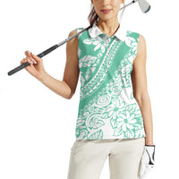 Polynesian Tiare Flower Cyan Pastel Vibes Women Sleeveless Polo Shirt LT14 - Polynesian Pride