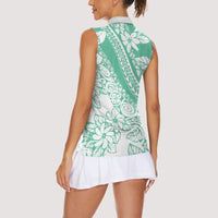 Polynesian Tiare Flower Cyan Pastel Vibes Women Sleeveless Polo Shirt LT14 - Polynesian Pride