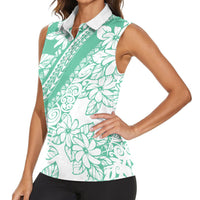 Polynesian Tiare Flower Cyan Pastel Vibes Women Sleeveless Polo Shirt LT14 - Polynesian Pride